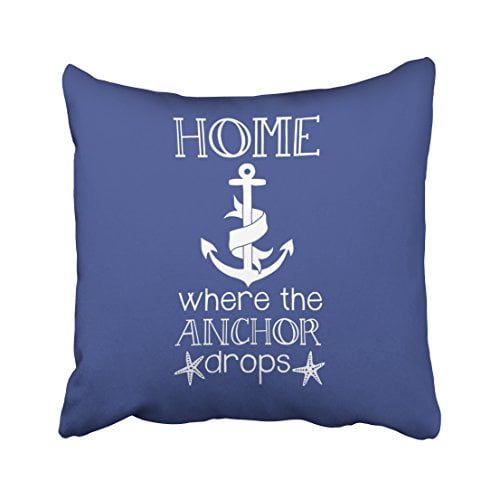 HGOD DESIGNS Cotton Linen Square Decorative Home is Where The Anchor Drops Nautical Quote Pillowcase 18 X 18 Inch HGOD DESIGNS Cotton Linen Square Decorative Home is Where The Anchor Drops Nautical Quote Pillowcase 18 X 18 Inch